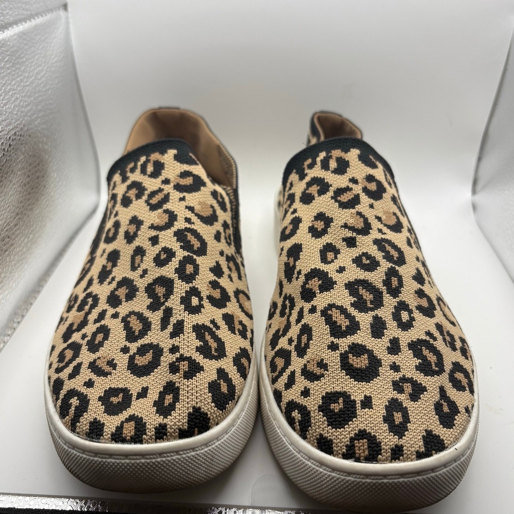 Sonoma Goods For Life Womens 10 Leopard Print Knit Slip On Sneakers CATAHOULALT